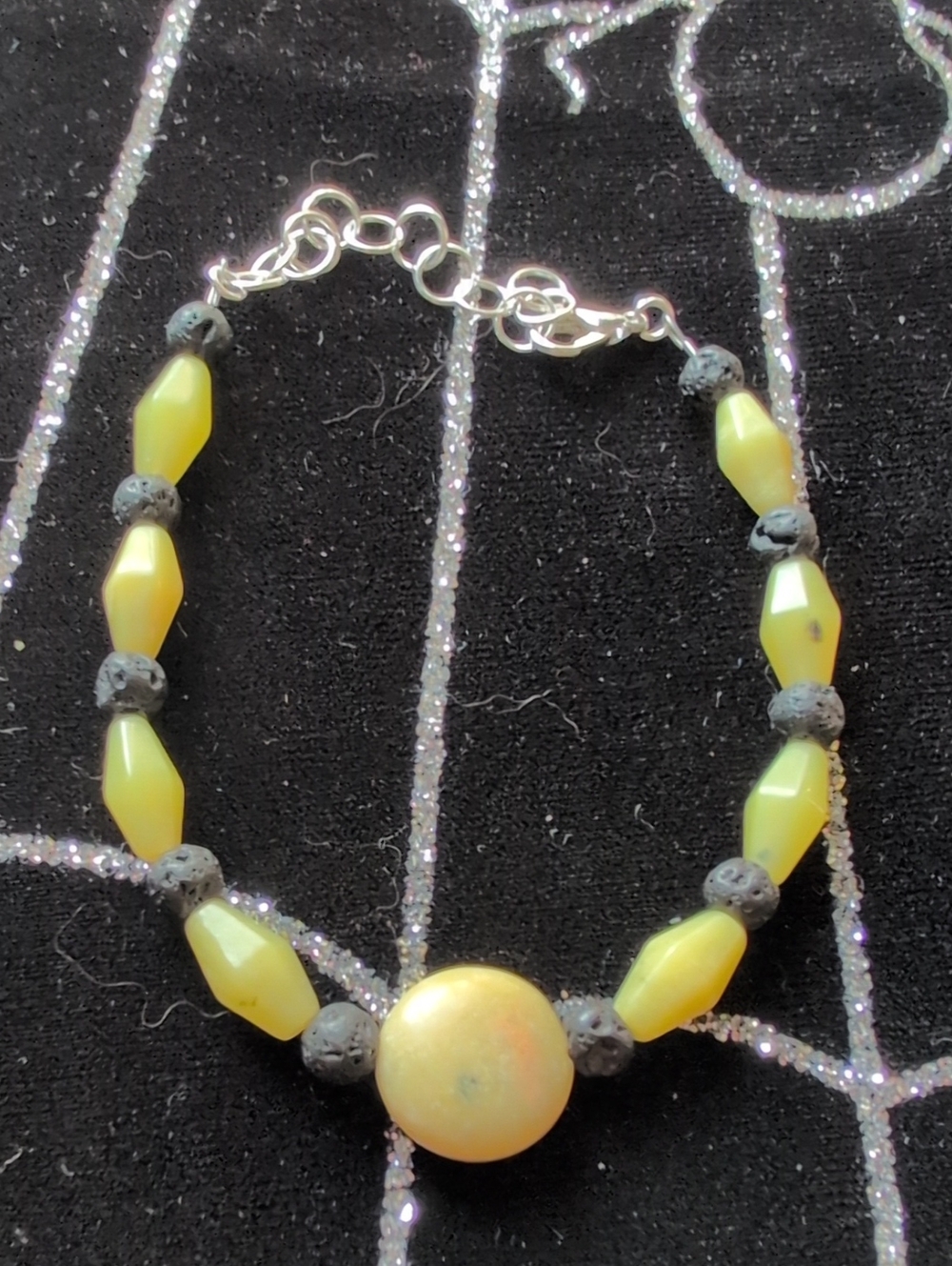 Serpentine Beaded Bracelet with Lava stone Accent